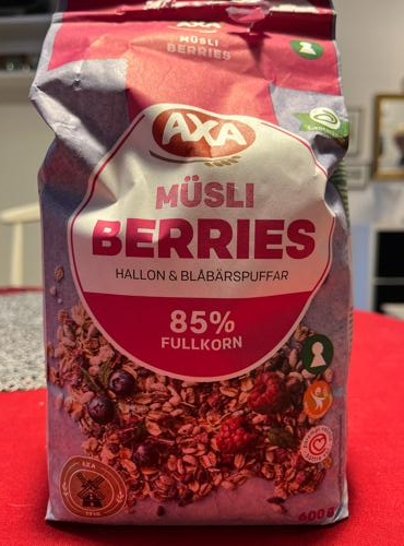 Fotografie - Müsli berries hallon & blåbärspuffar Axa