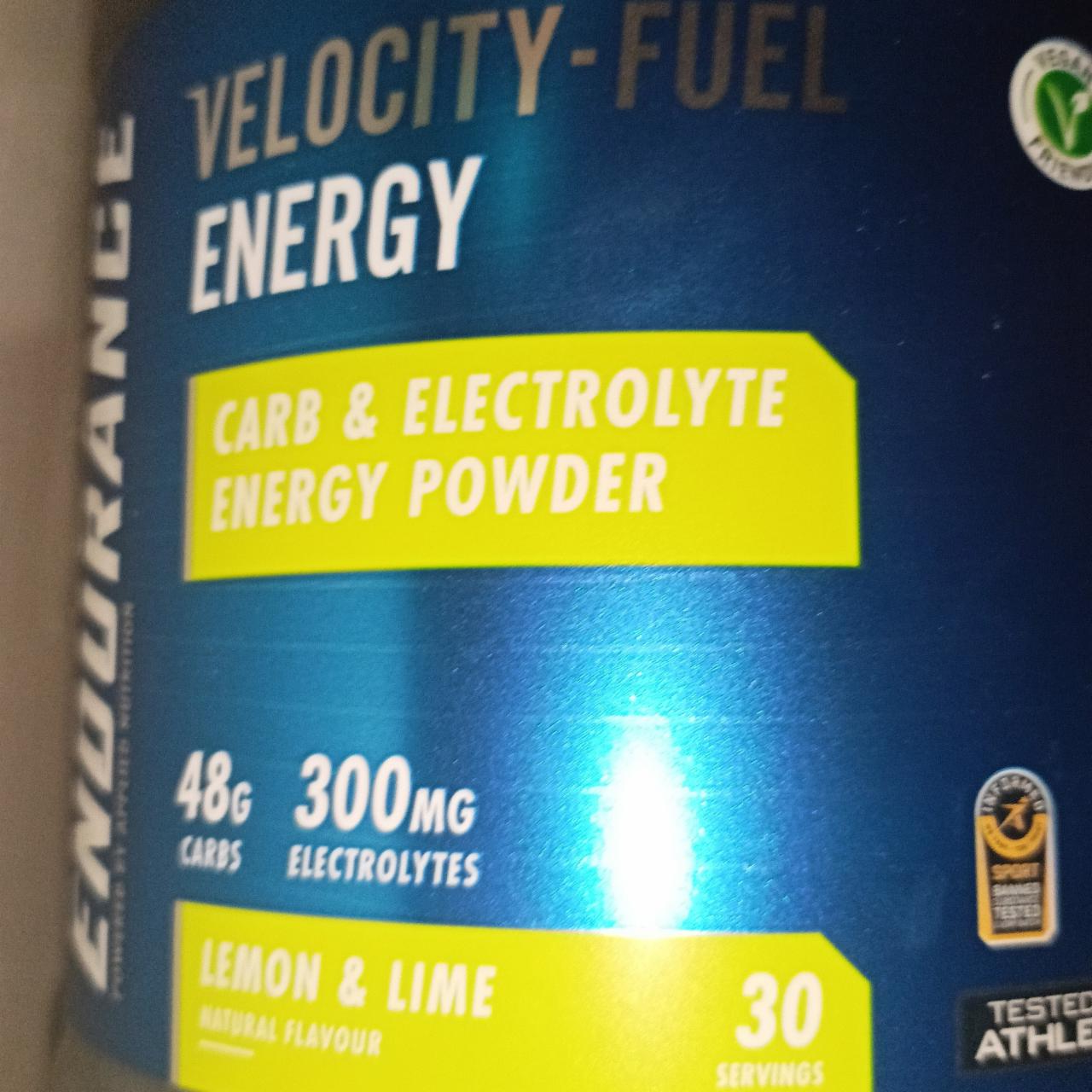 Fotografie - Endurance velocity-fuel carb & electrolyte energy powder lemon & lime Applied nutrition