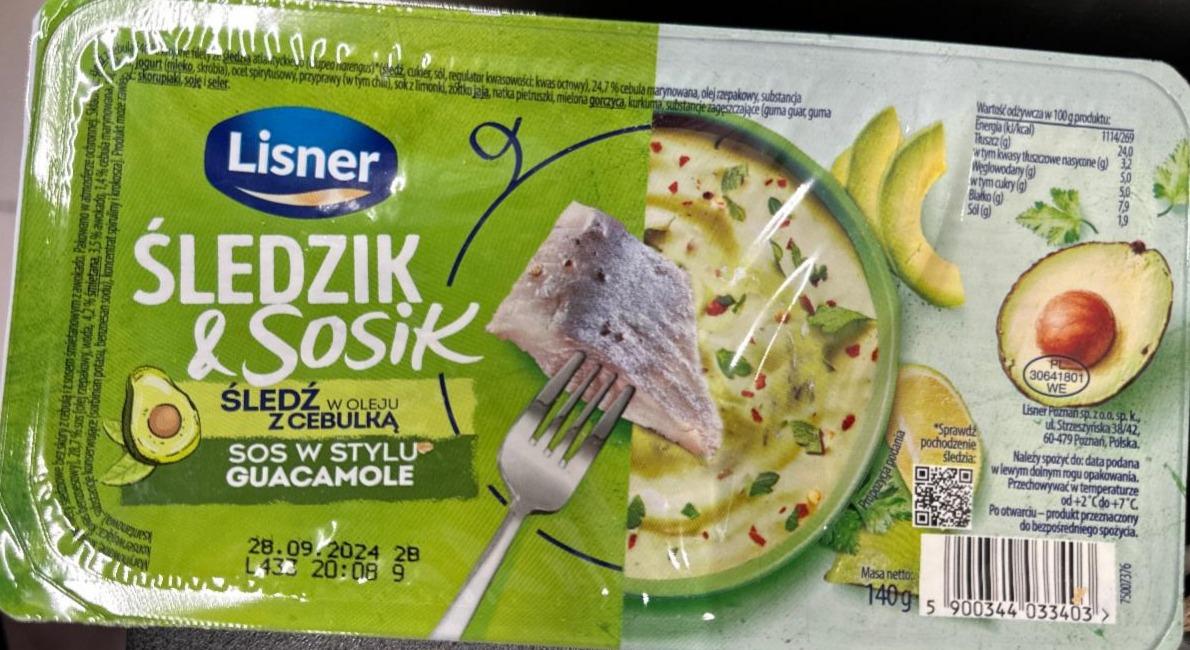 Fotografie - Śledzik & sosik śledz w oleju z cebuką sos w stylu guacamole Lisner