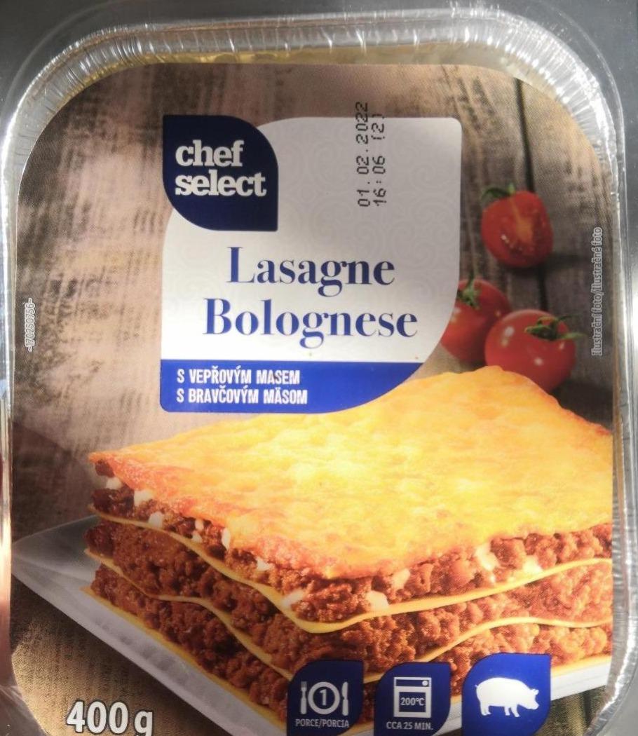 Lasagne Bolognese s vepřovým masem Select nutriční hodnoty a kalorie, Chef - kJ