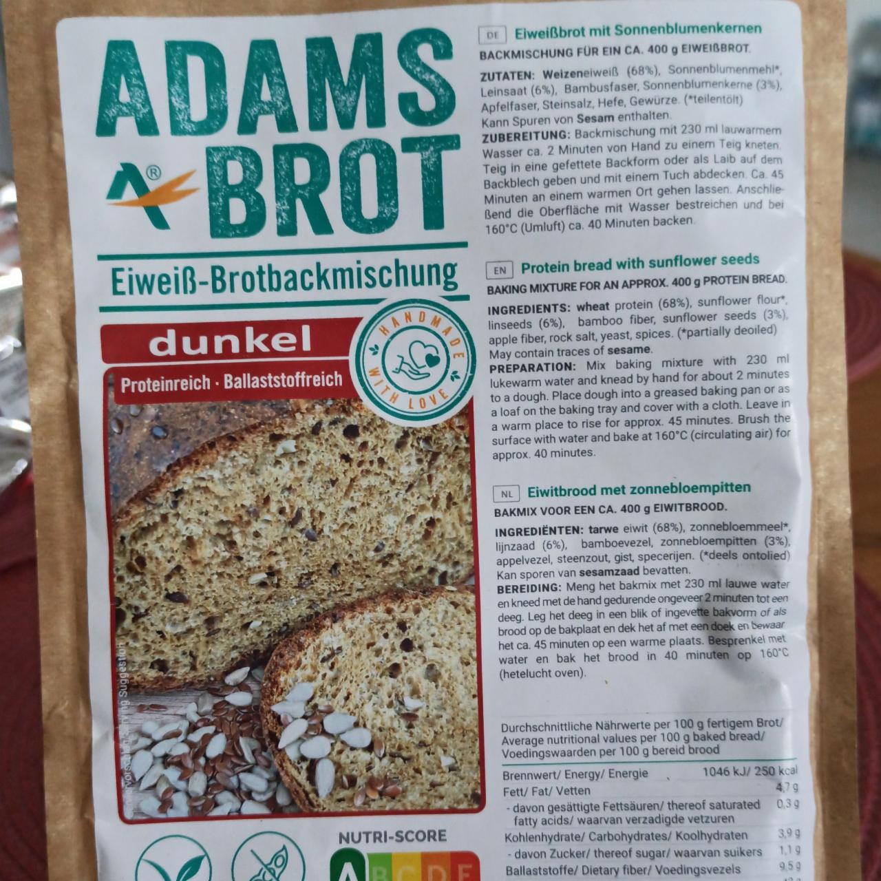 Fotografie - Eiweiß-brotbackmischung dunkel Adams brot