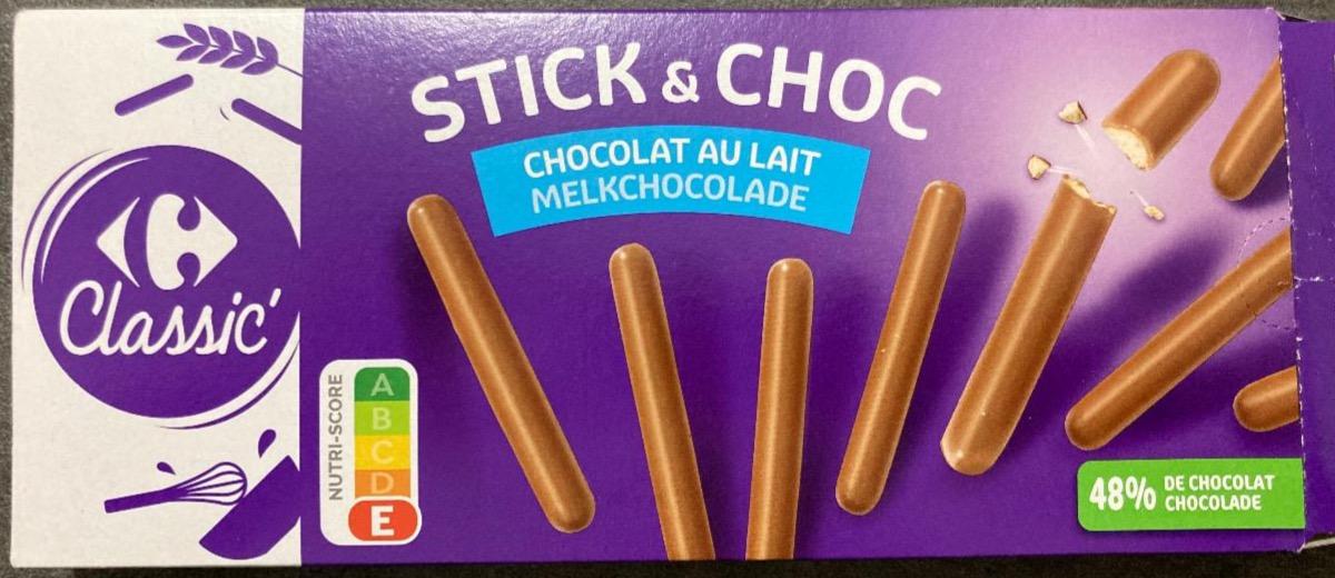 Fotografie - Stick & choc chocolat au lait melkchocolade Carrefour