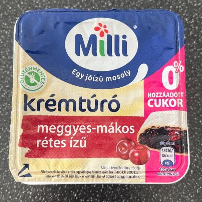 Fotografie - Krémtúró meggy-mákos rétes ízű 0% hozzáadott cukor Milli