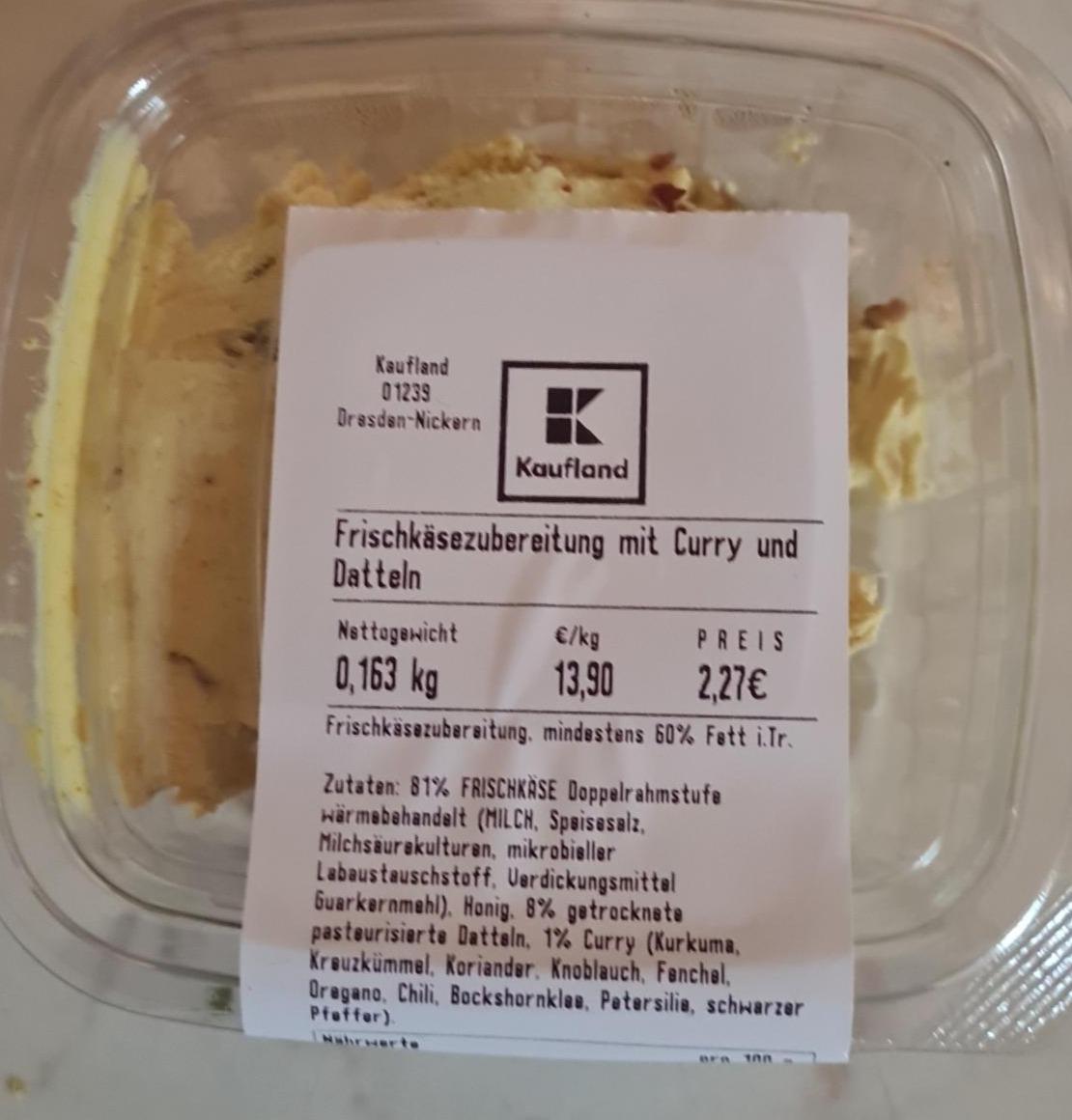 Fotografie - Frischkäsezubereitung mit Curry und Datteln K-Kaufland