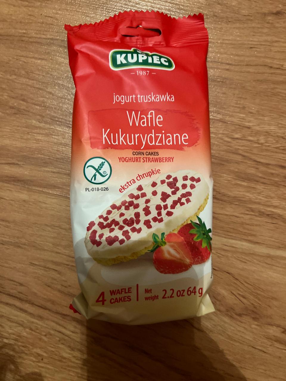 Fotografie - Wafle Kukurydziane jogurt truskawka Kupiec