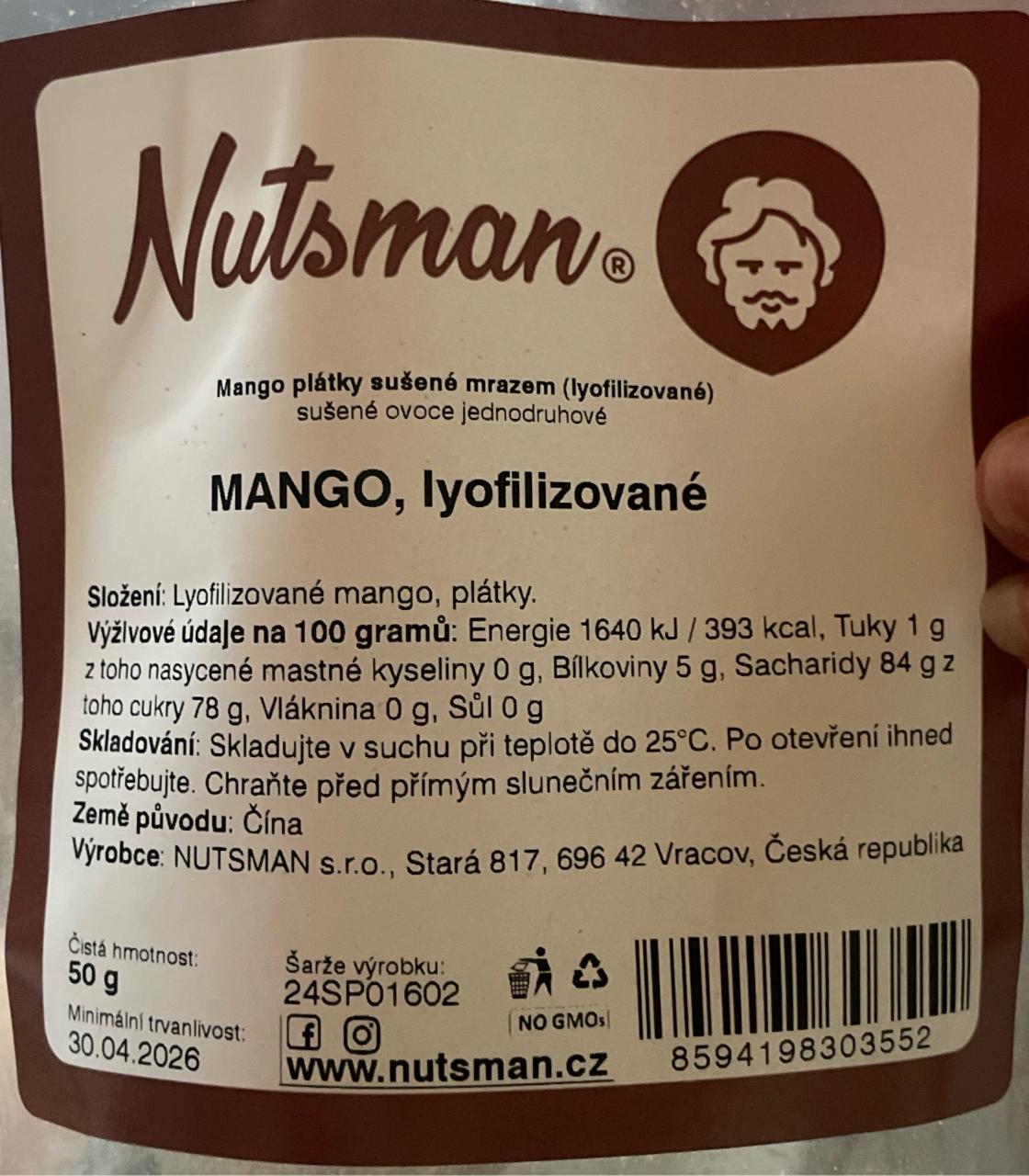 Fotografie - Mango lyofilizované plátky Nutsman