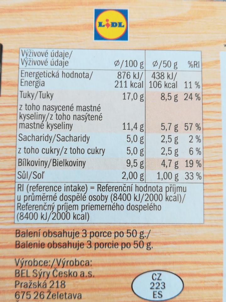 Klasik jemný tavený sýr t v s Pilos kalorie kJ a nutriční hodnoty KalorickéTabulky cz