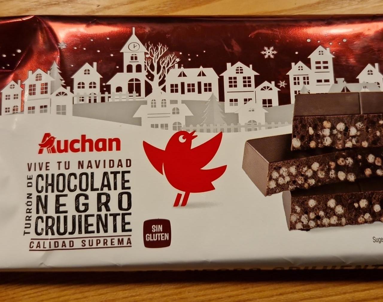 Fotografie - Turrón de chocolate negro crujiente Auchan