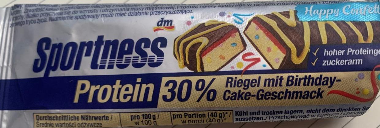 Fotografie - Protein 30% riegel mit birthday-cake-geschmack Sportness