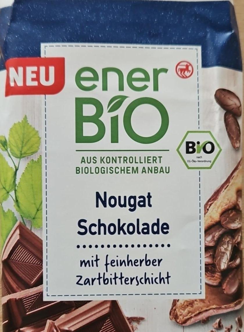 Fotografie - Nougat schokolade mit feinherber zartbitterschicht EnerBio