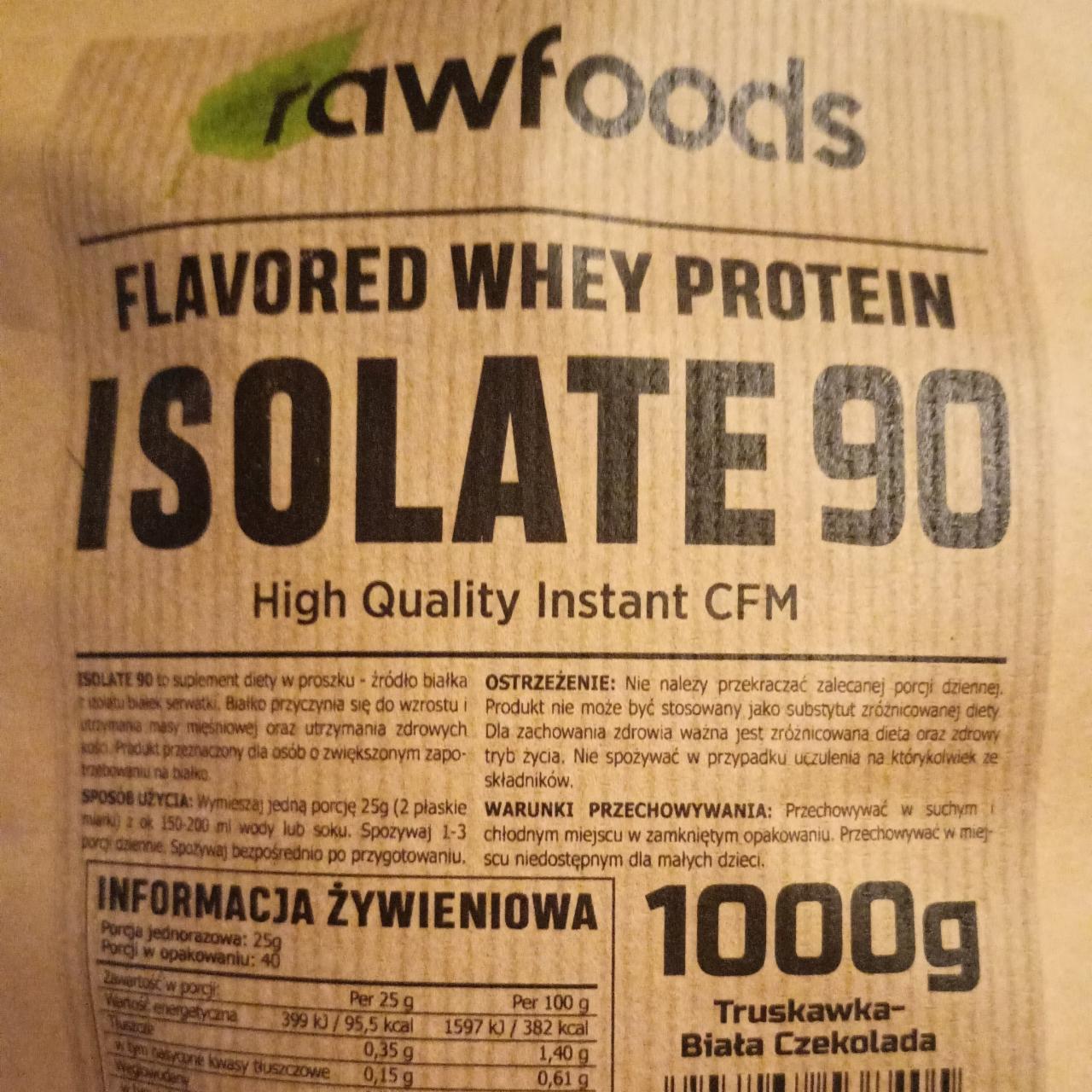 Fotografie - Flavored whey protein isolate 90 truskawka biala czekolada Rawfoods