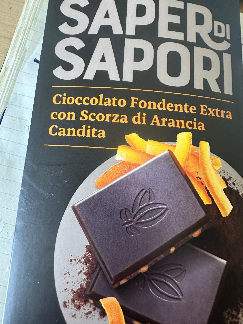 Fotografie - Cioccolato fondente extra con scorza di arancia candita Saper di Sapori