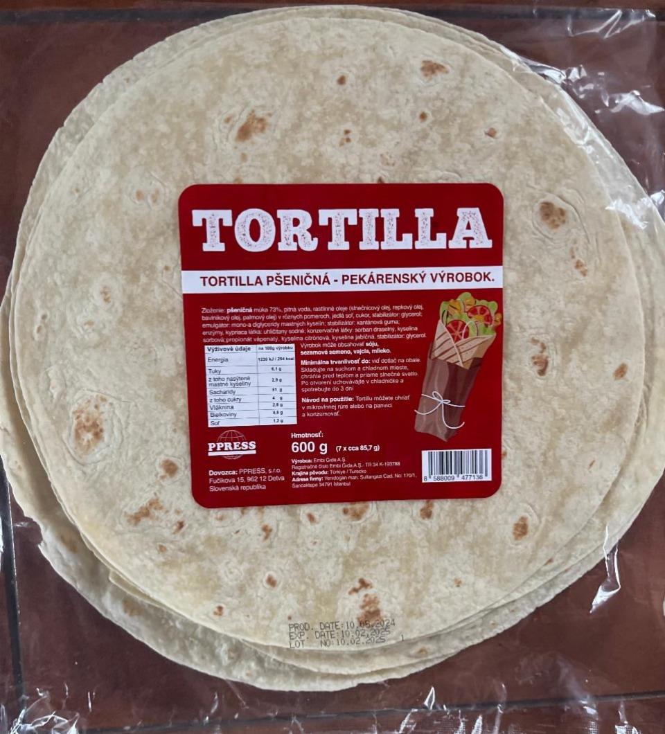 Fotografie - Tortilla pšeničná - pekárenský výrobok PPRESS