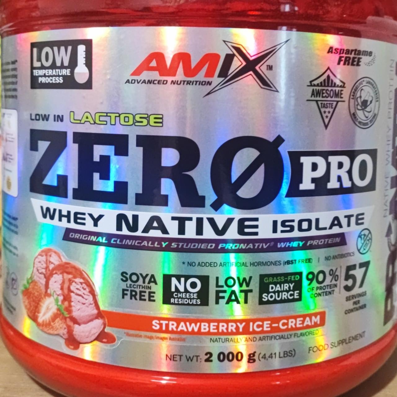 Fotografie - Zero Pro Whey native isolate Strawberry ice cream Amix Nutrition