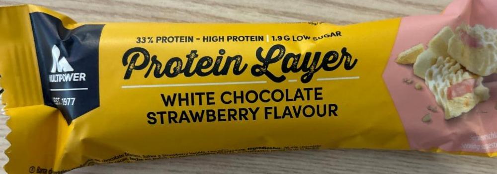 Fotografie - Protein Layer White Chocolate Strawberry Flavour 33% protein Multipower