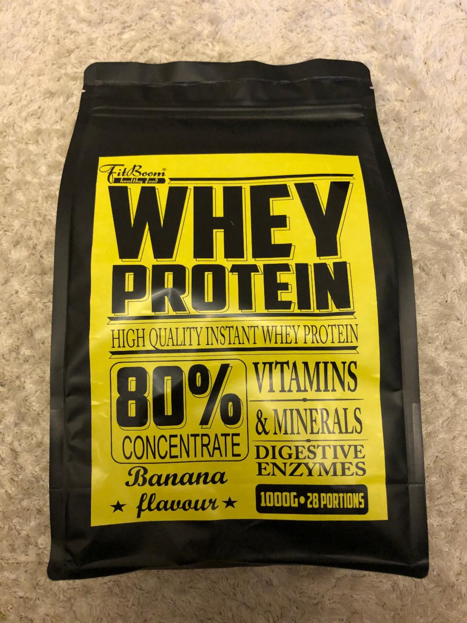 Fotografie - Whey protein banana flavour FitBoom