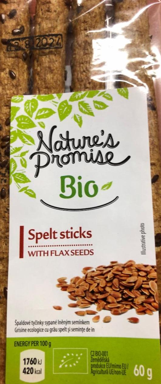 Fotografie - Spelt sticks with flax seeds Nature's Promise