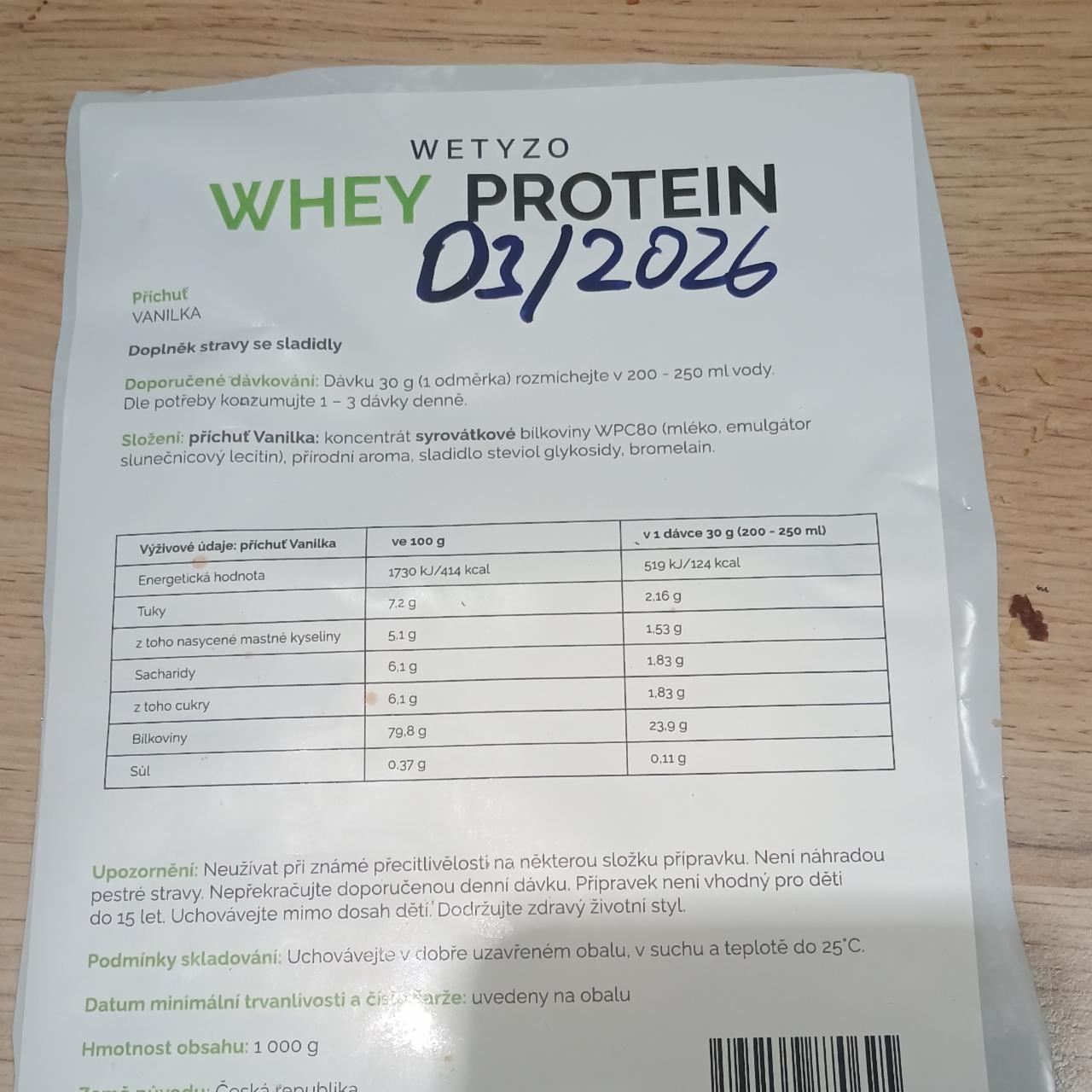 Fotografie - Grassfed whey protein vanilla Wetyzo