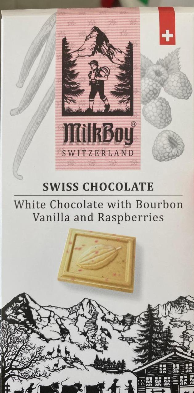 Fotografie - White chocolate with bourbon vanilla and raspberries MilkBoy