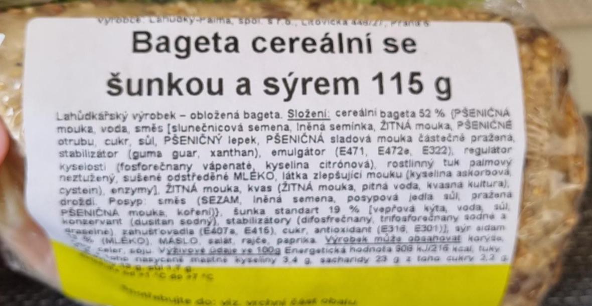 Fotografie - Bageta cereální se šunkou a sýrem Lahůdky Palma