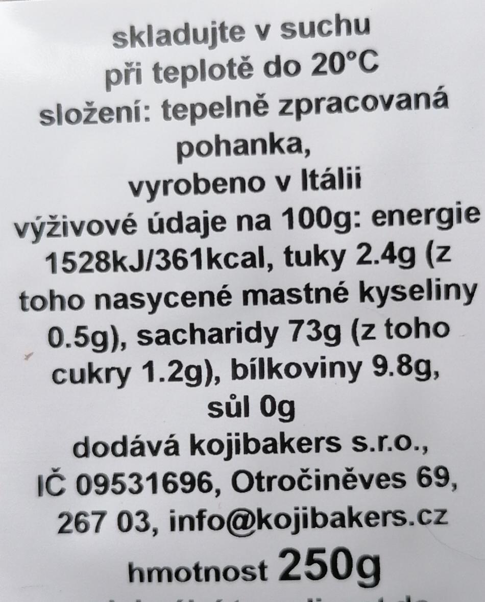 Kuskus Od Kojibakers Pohankový - Kalorie, Kj A Nutriční Hodnoty 