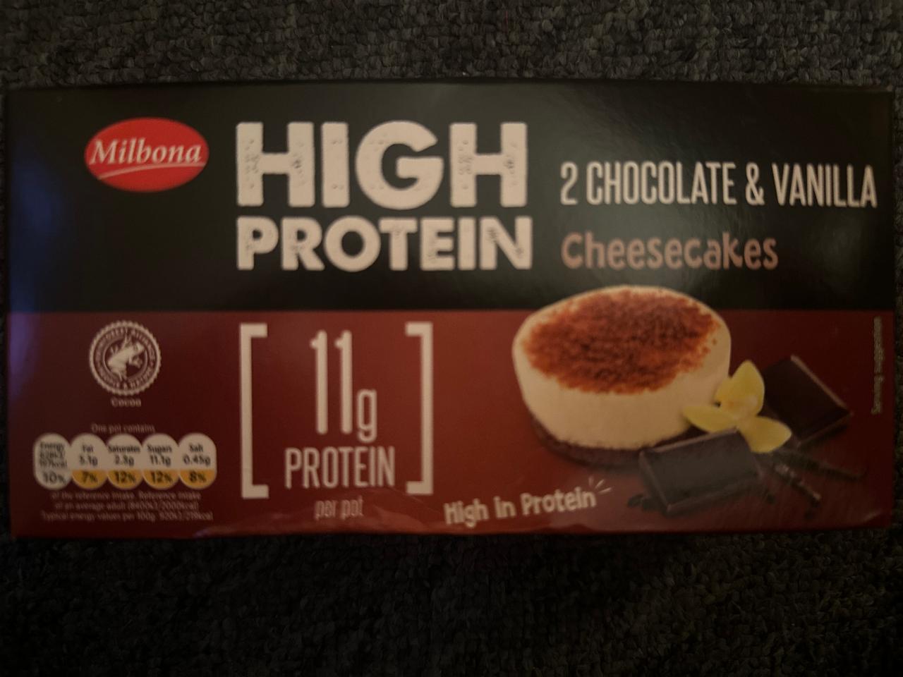 Fotografie - High protein 2 chocolate & vanilla cheesecake Milbona