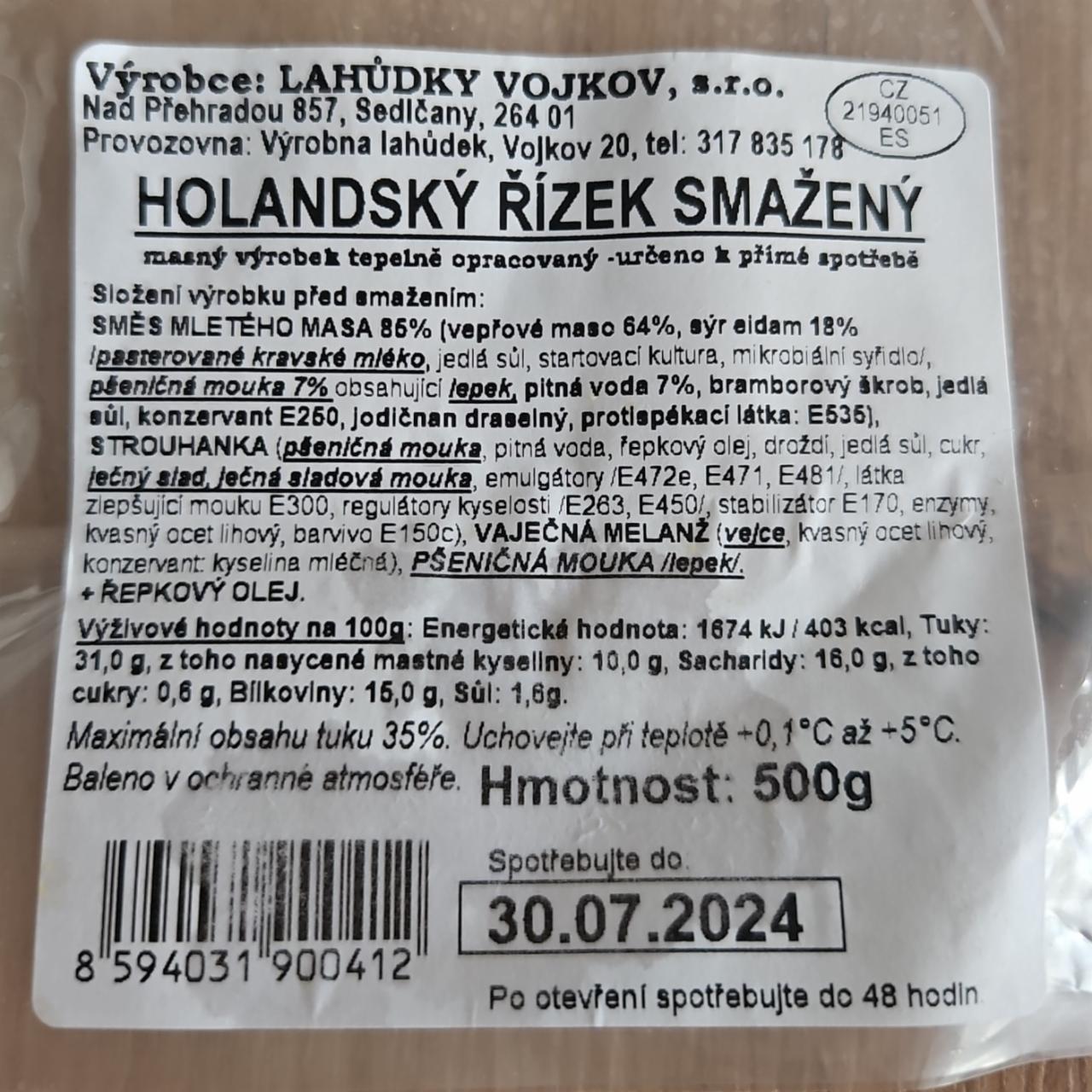 Fotografie - Holandský řízek smažený Lahůdky Vojkov