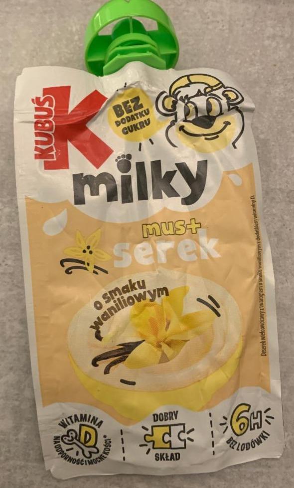 Fotografie - Milky mus+ serek o smaku waniliowym Kubuś