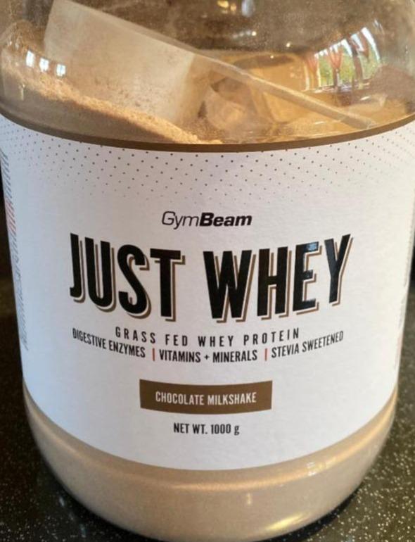 Fotografie - Just whey grass fed whey protein chocolate milkshake GymBeam