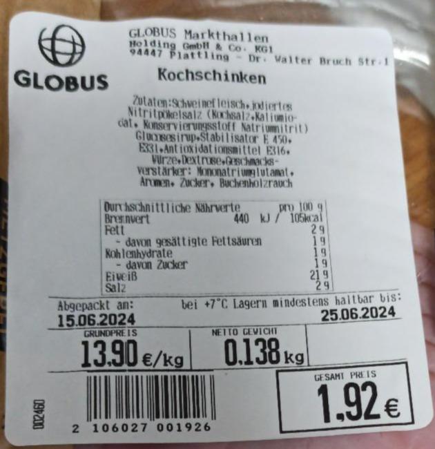 Fotografie - Kochschinken Globus