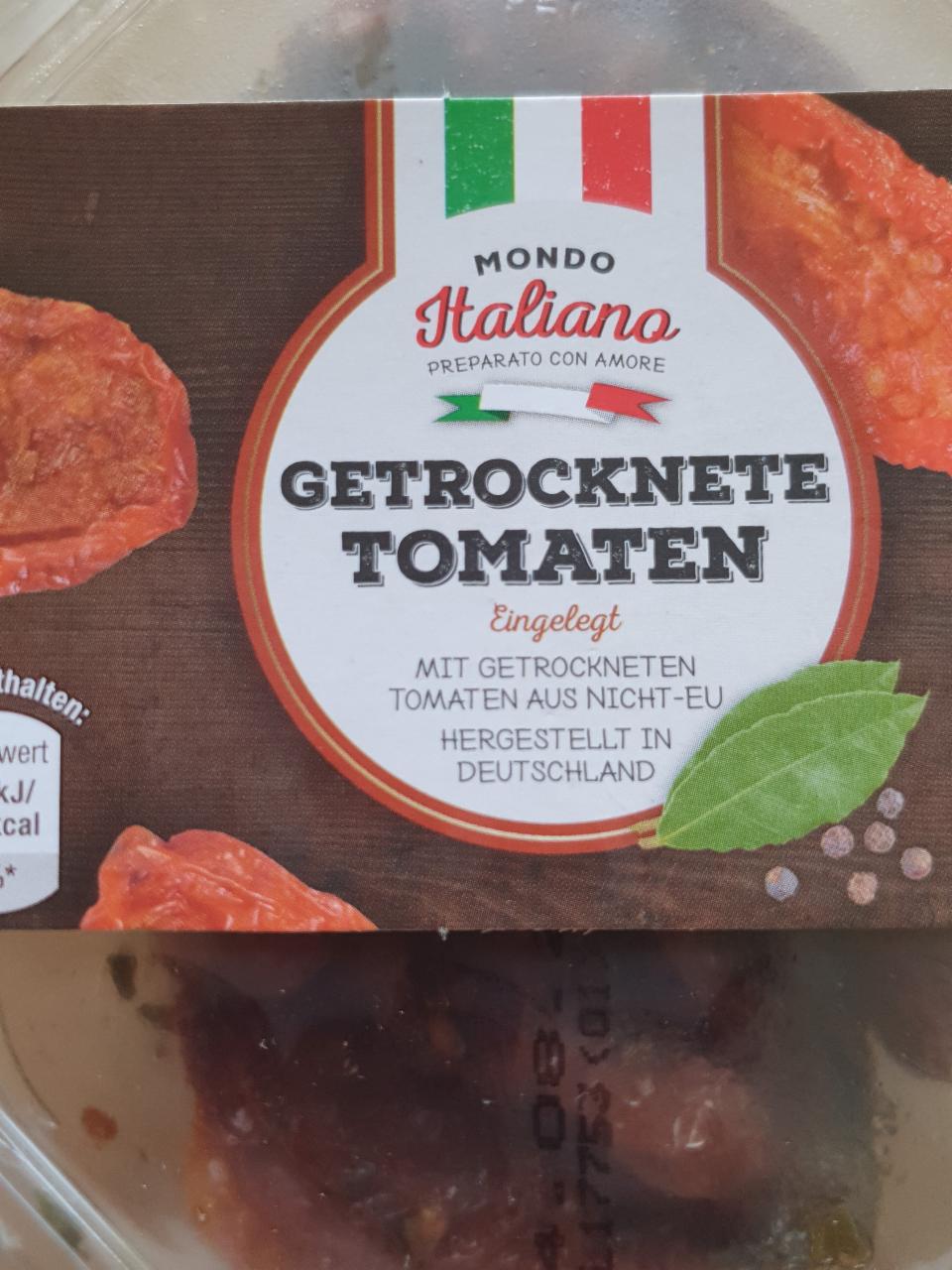 Tomaten kJ Mondo kalorie, nutriční Italiano hodnoty Getrocknete - a