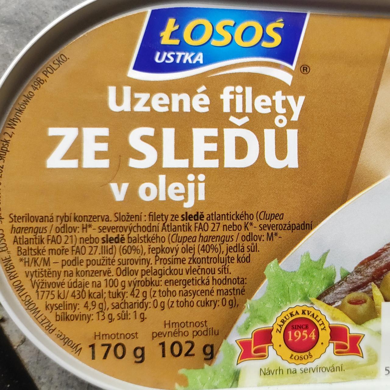 Fotografie - uzené filety ze sleďů v oleji losos Ustka