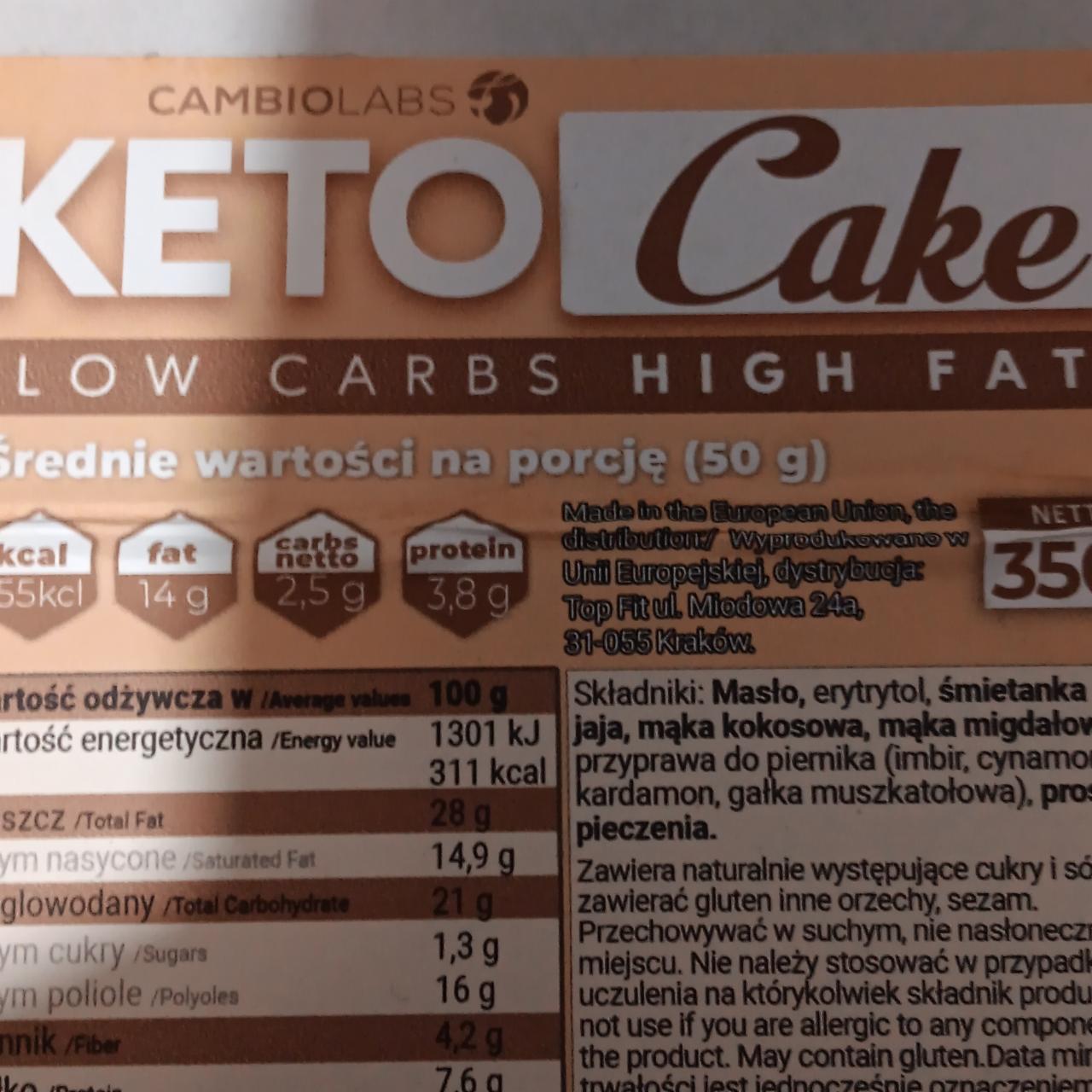 Fotografie - Keto cake CambioLabs