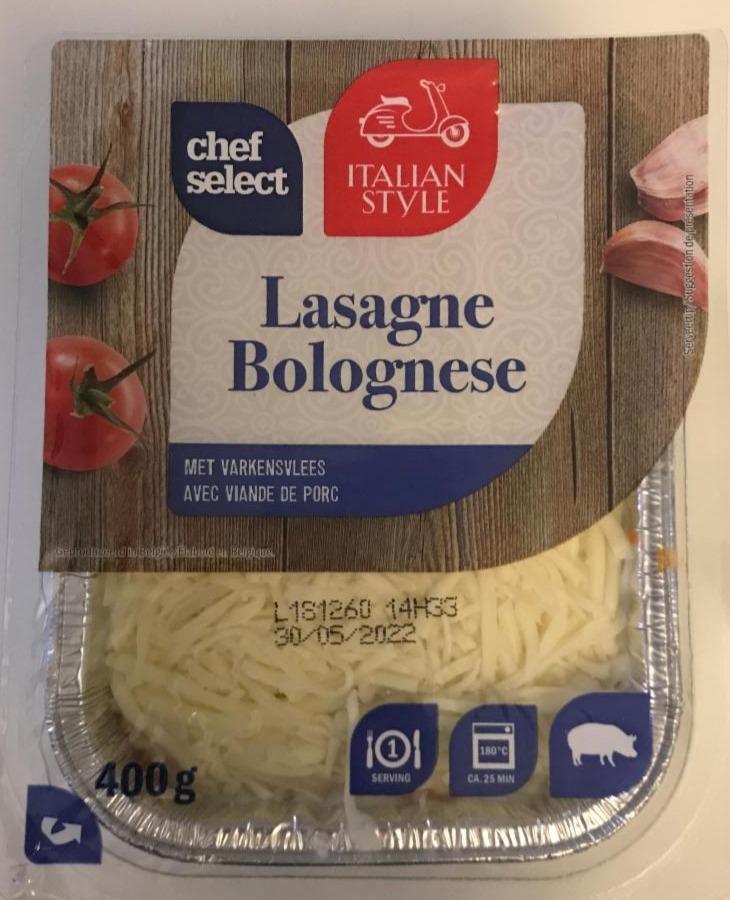 Italian Style a Select hodnoty Lasagne kalorie, nutriční Chef - kJ Bolognese