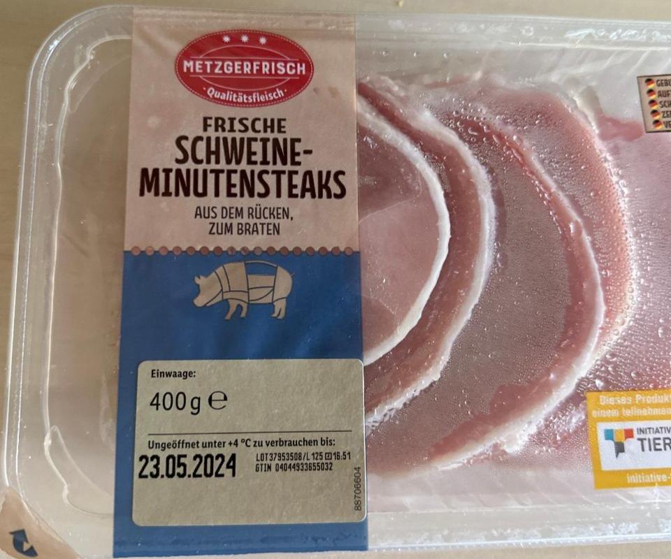 Fotografie - Frische Schweine-Minutensteaks Metzgerfrisch