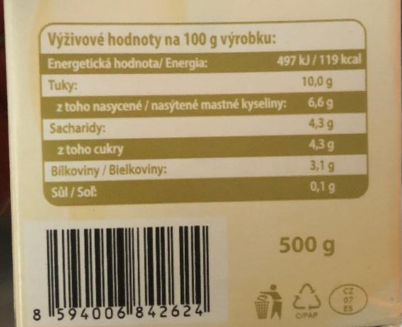 Smetana Do Kávy Tatra Premium Kalorie Kj A Nutriční Hodnoty Kalorickétabulkycz 2208