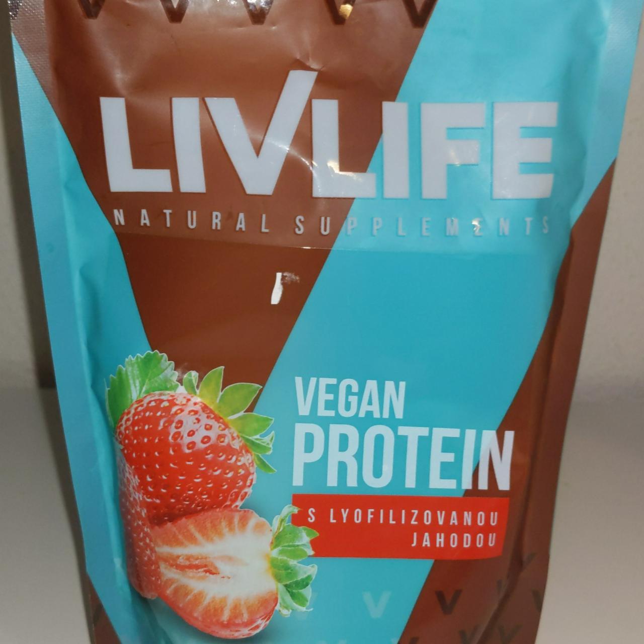 Fotografie - Vegan protein s lyofilizovanou jahodou LivLife