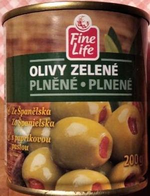 Fotografie - Olivy zelené plněné paprikovou pastou Fine Life