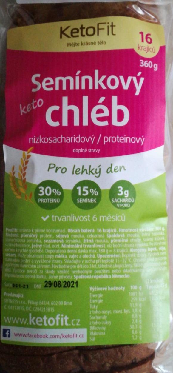 Semínkový keto chléb KetoFit - kalorie, kJ a nutriční hodnoty