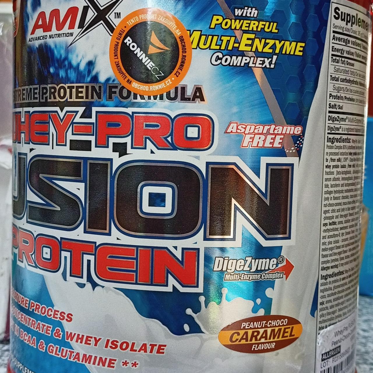 Fotografie - Extreme protein formula fusion protein peanut choco caramel flavour Amix Nutrition