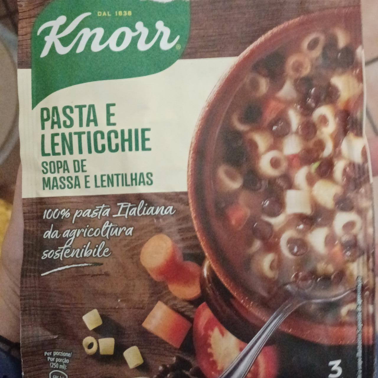 Fotografie - Pasta e lenticchie sopa de massa e lentilhas Knorr