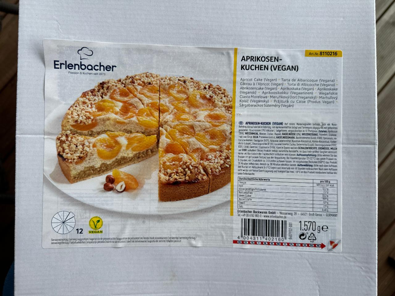 Fotografie - Aprikosen kuchen vegan Erlenbacher