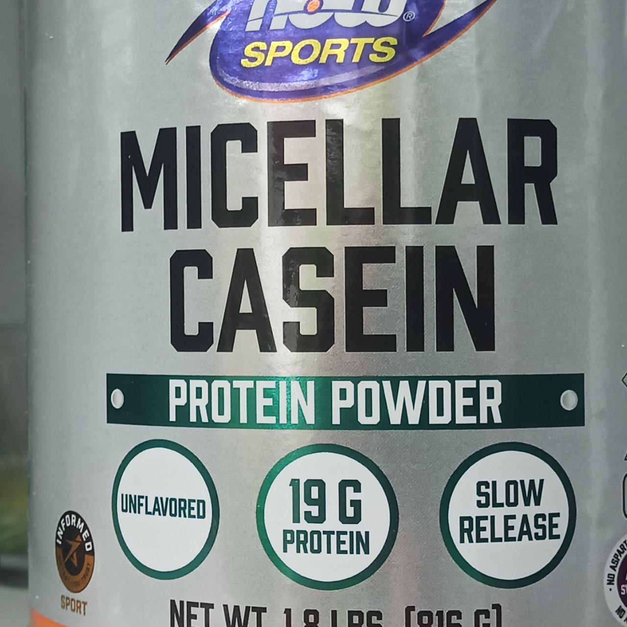 Fotografie - Micellar casein protein powder unflavored Now sports