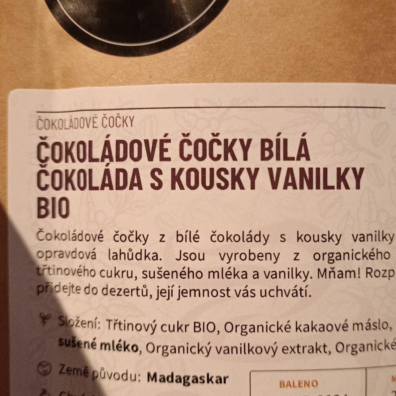 Fotografie - Čokoládové čočky bílá čokoláda s kousky vanilky bio ManuCafe