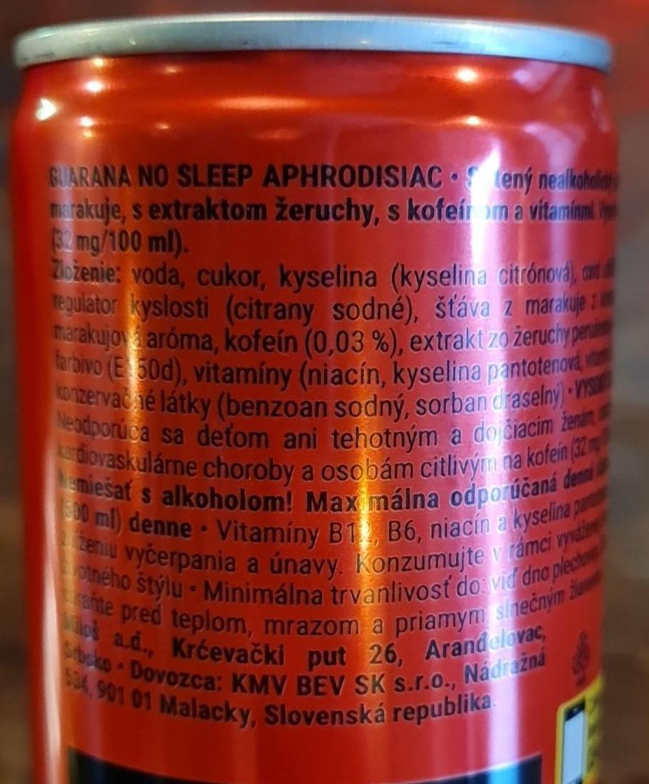 Guarana No Sleep Aphrodisiac Passion Fruit Energy Drink kalorie