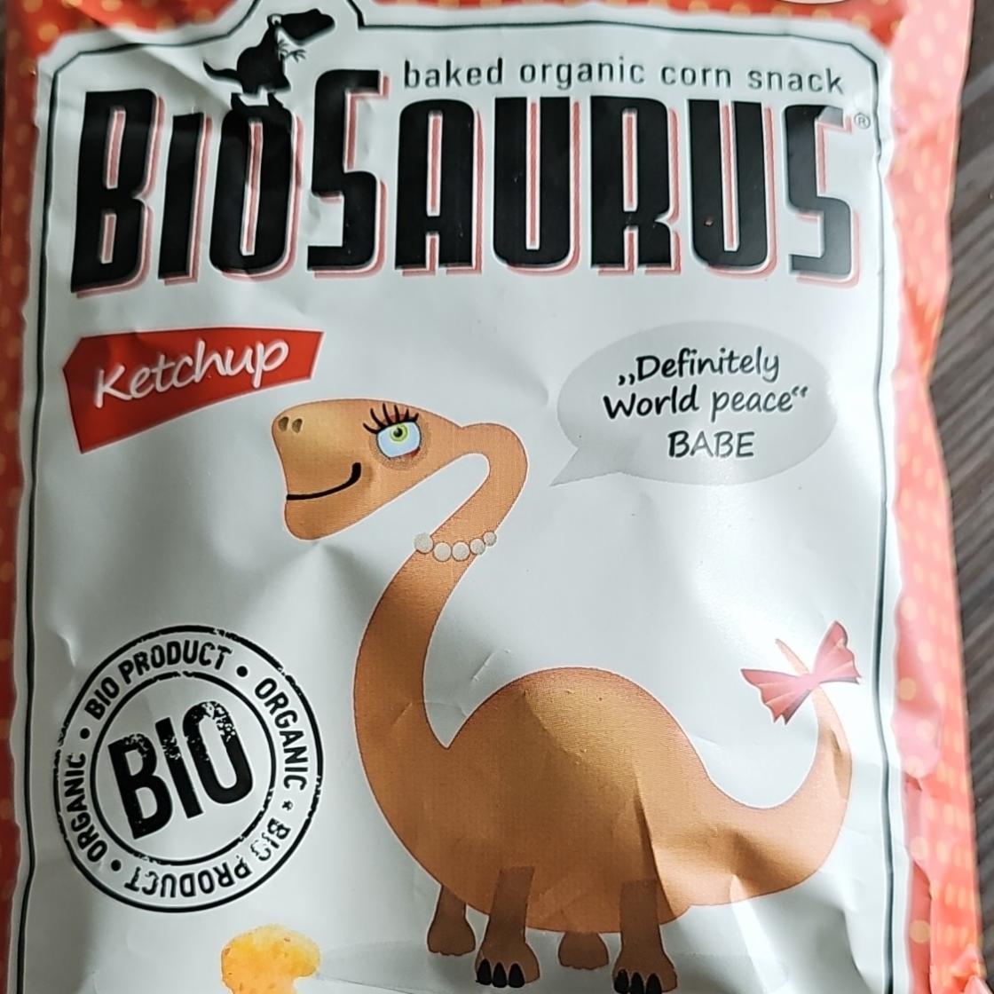 Fotografie - Biosaurus baked organic corn snack ketchup McLloyd´s