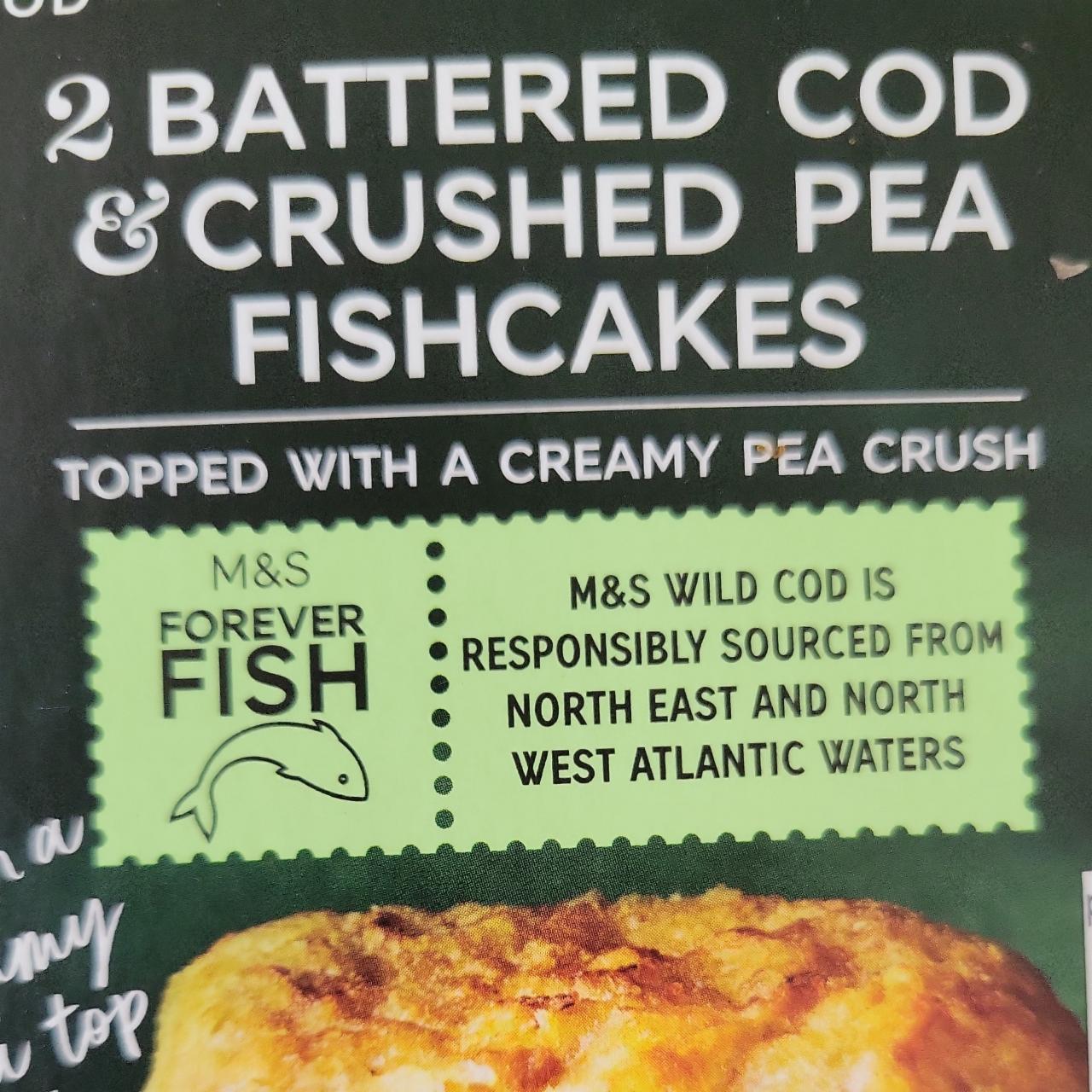 Fotografie - Battered cod & crushed peas fishcakes M&S Food