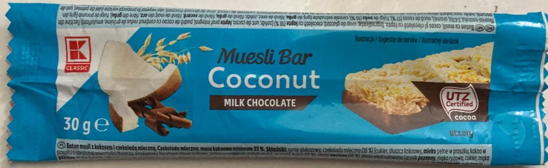 Fotografie - Muesli Bar Coconut Milk Chocolate K-Classic