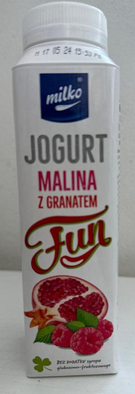 Fotografie - Fun jogurt malina z granatem Milko