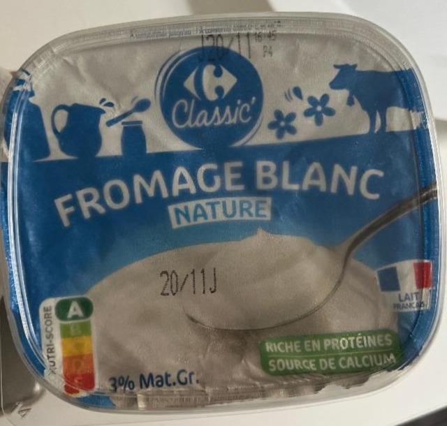 Fromage blanc nature 3% MG CARREFOUR CLASSIC